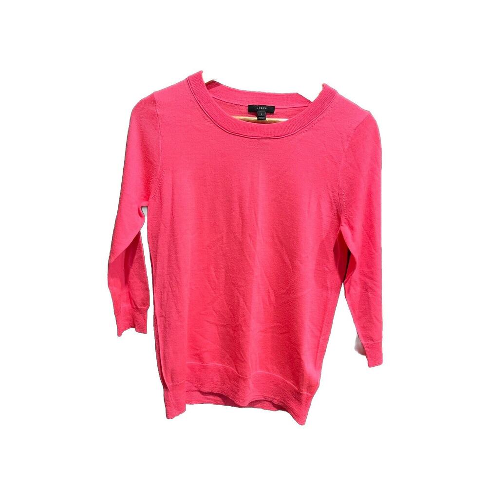 J.Crew Hot Pink 100%‎ Merino Wool Long Sleeve Women's Sweater Size S